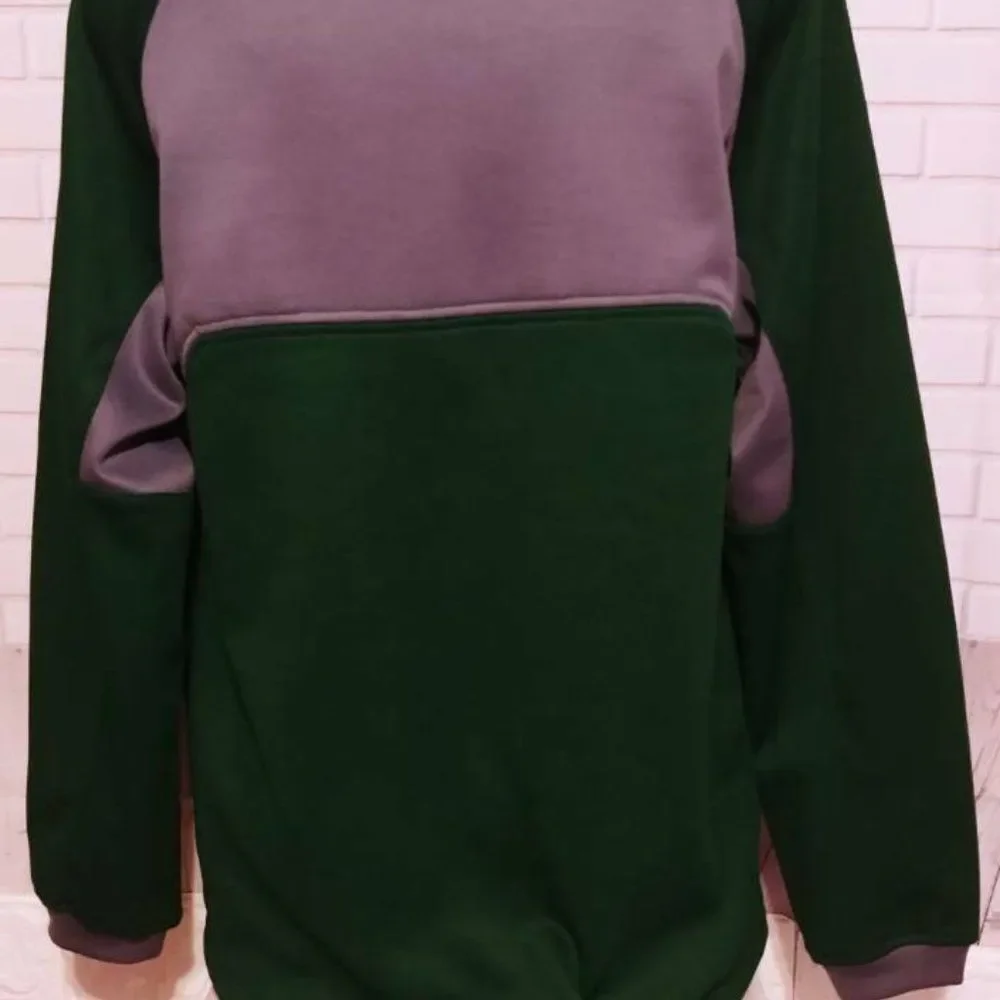 Adidas Sweatshirt Pullover Long Sleeve Green Gray Crew Neck Logo Large
